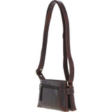 Two Section Zip Top Leather Crossbody Bag Brown: K-44