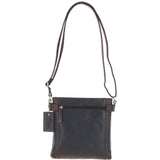 Two Section Zip Top Leather Crossbody Bag Brown: K-45