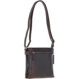 Two Section Zip Top Leather Crossbody Bag Brown: K-45