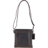 Two Section Zip Top Leather Crossbody Bag Brown: K-45