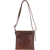 Two Section Zip Top Leather Crossbody Bag Chestnut: K-45