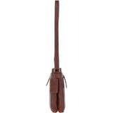 Two Section Zip Top Leather Crossbody Bag Chestnut: K-45