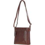 Two Section Zip Top Leather Crossbody Bag Chestnut: K-45