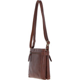 Two Section Zip Top Leather Crossbody Bag Chestnut: K-45