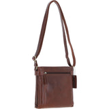 Two Section Zip Top Leather Crossbody Bag Chestnut: K-45