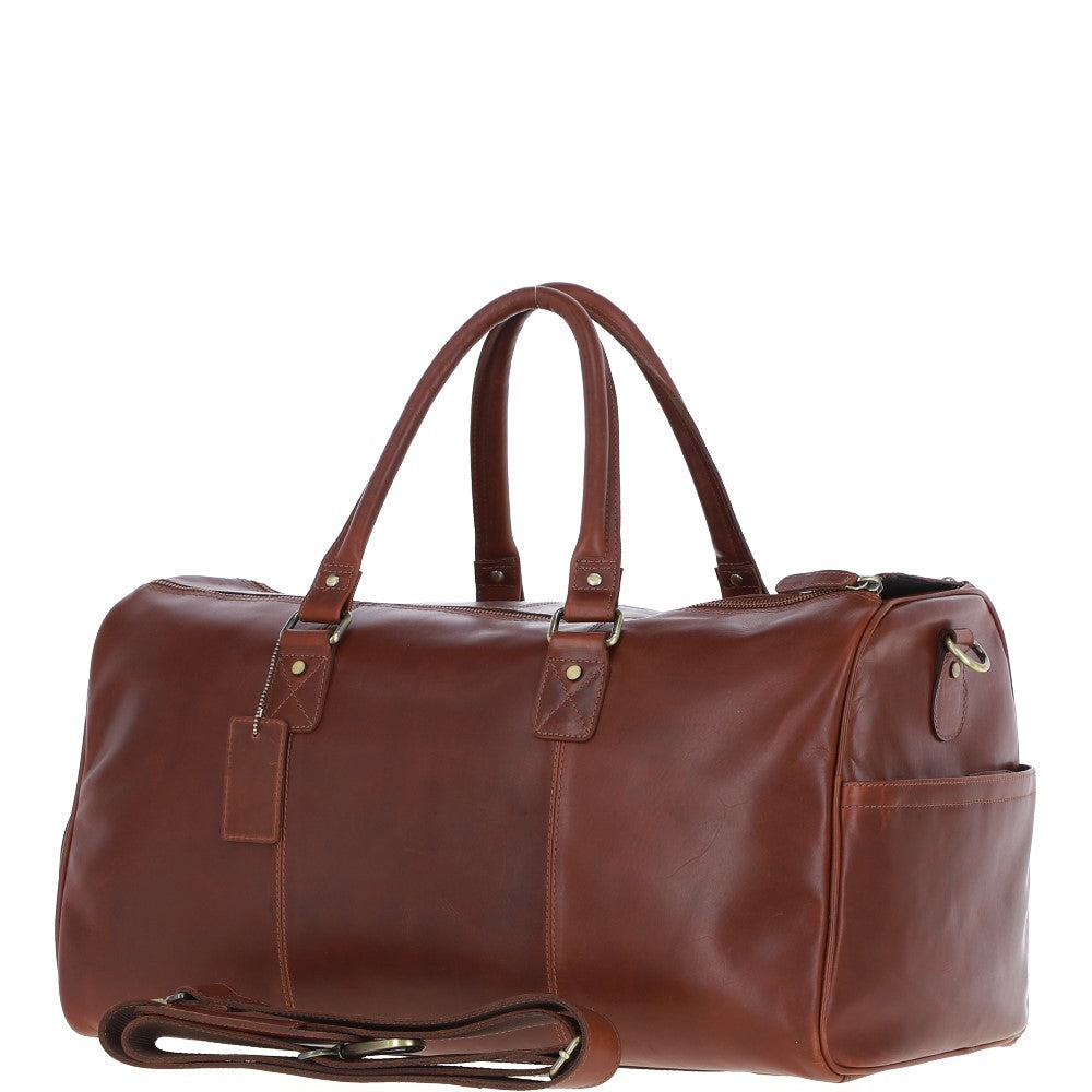 Large Leather Holdall Chestnut: K-48