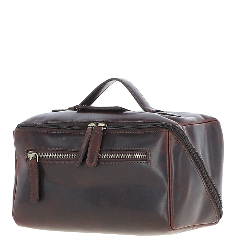 Leather Washbag Brown: K-49