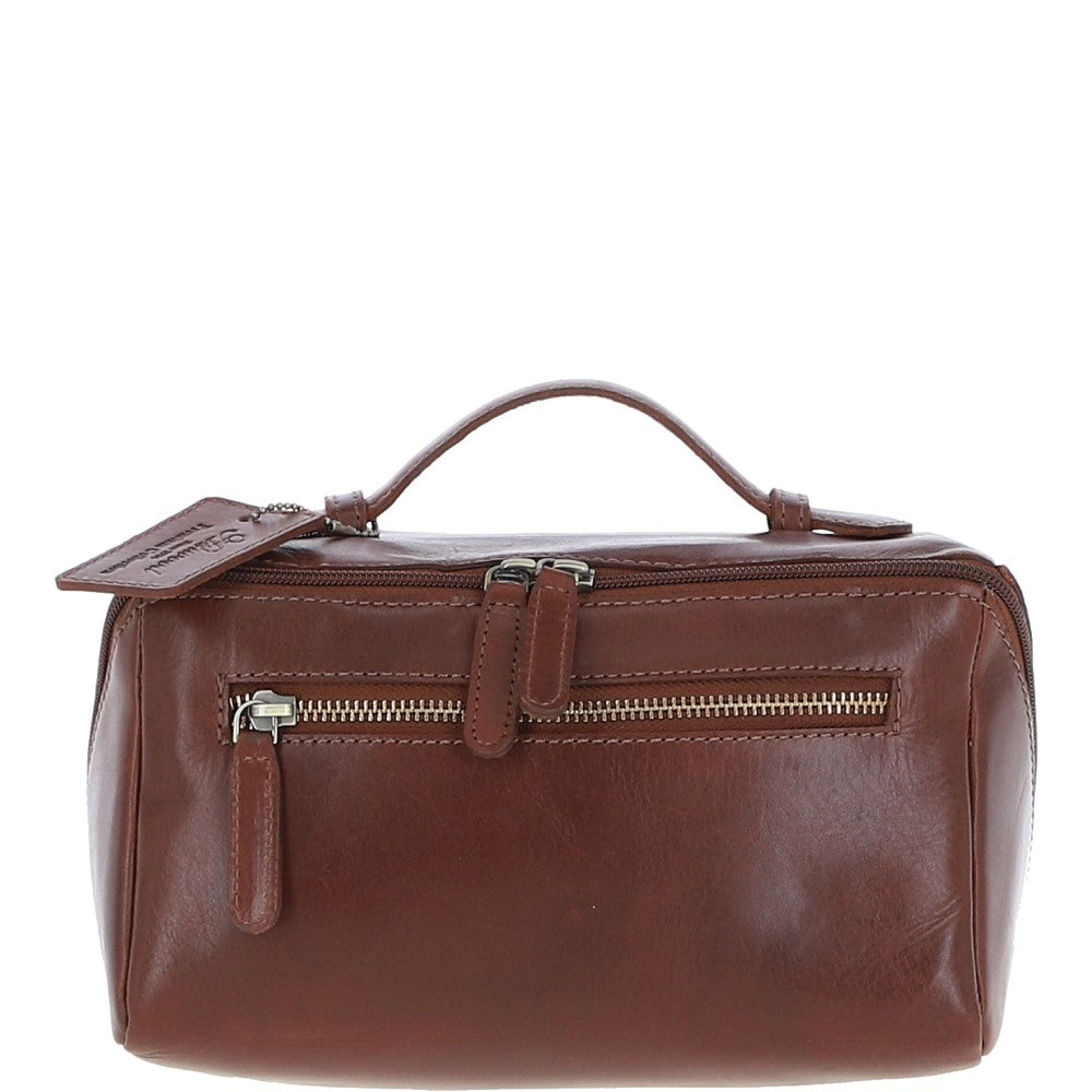 Leather Washbag Chestnut: K-49