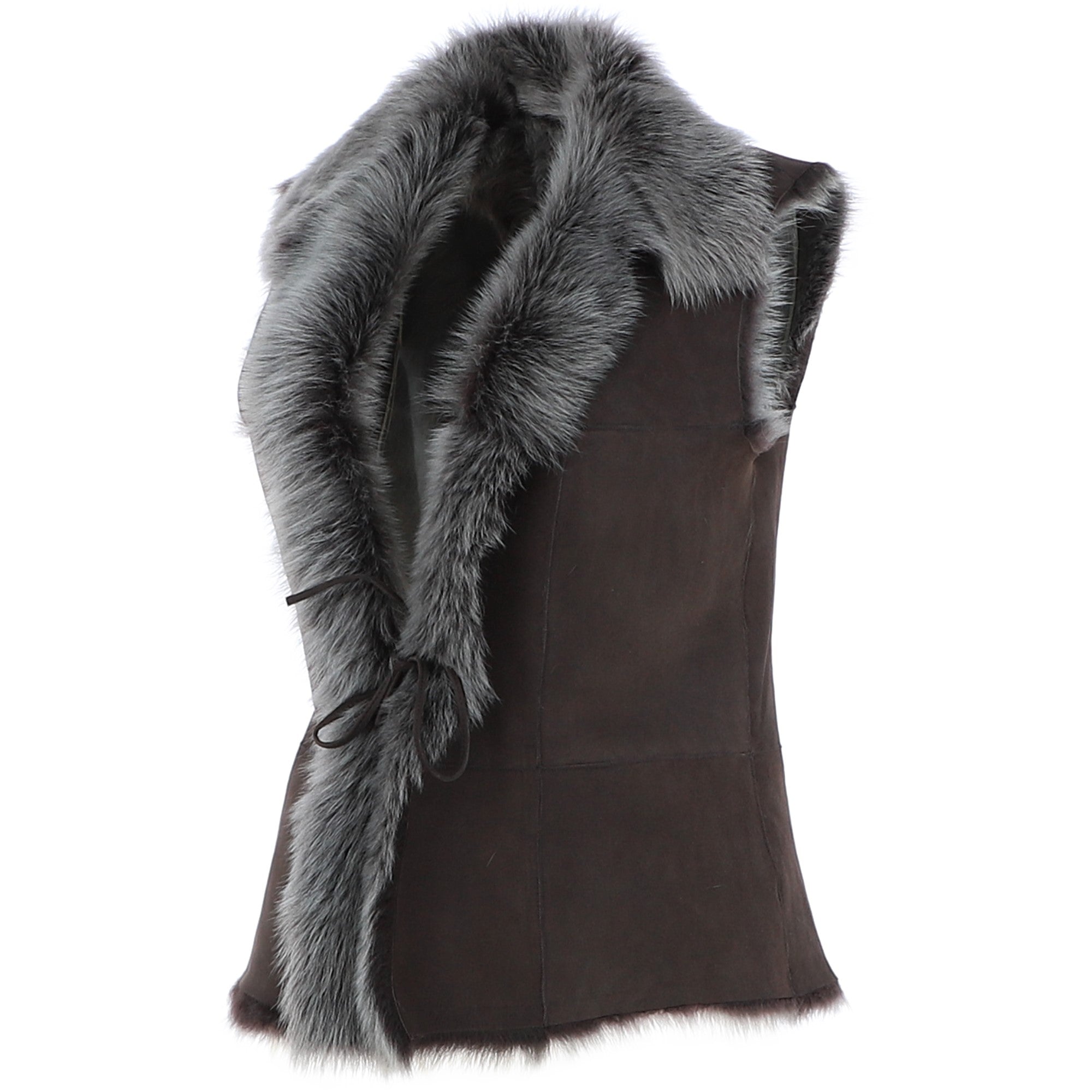 Reversible Toscana Suede Leather Gilet Brown: KB-42