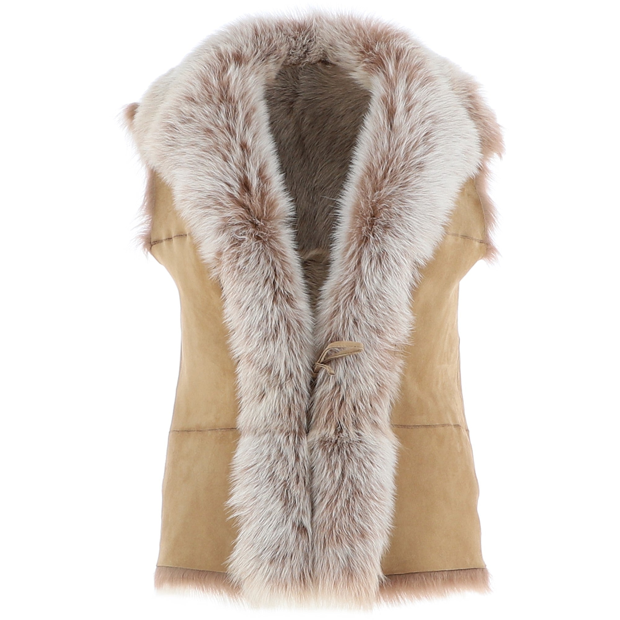 Reversible Toscana Suede Leather Gilet Camel: KB-42
