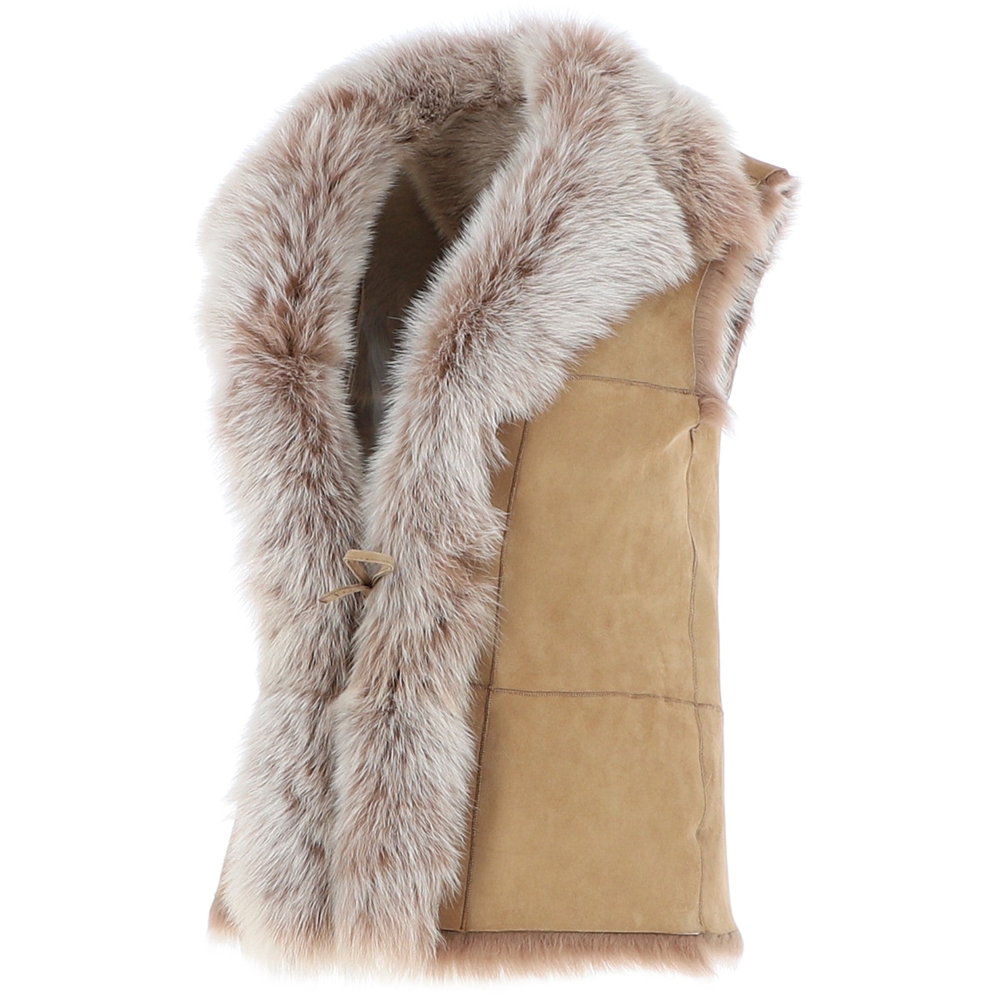 Reversible Toscana Suede Leather Gilet Camel: KB-42