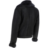 Womens Luxury Shearling Aviator Jacket Black/brissa: KB 874