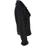 Womens Luxury Shearling Aviator Jacket Black/brissa: KB 874
