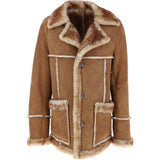 Mens Shearling Sheepskin Coat Honey Tan: KE-102