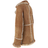 Mens Shearling Sheepskin Coat Honey Tan: KE-102