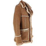 Mens Shearling Sheepskin Coat Honey Tan: KE-102