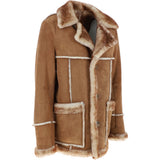Mens Shearling Sheepskin Coat Honey Tan: KE-102