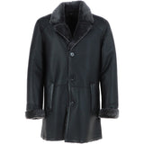 Men's Luxury Single Breasted  Sheepskin Coat Black/brissa: KE-224