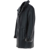 Men's Luxury Single Breasted  Sheepskin Coat Black/brissa: KE-224