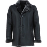 Mens Luxury Single Breasted  Sheepskin Coat Black/brissa: KE-226