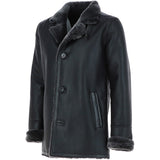 Mens Luxury Single Breasted  Sheepskin Coat Black/brissa: KE-226