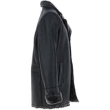 Mens Luxury Single Breasted  Sheepskin Coat Black/brissa: KE-226