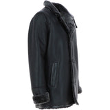 Mens Luxury Single Breasted  Sheepskin Coat Black/brissa: KE-226