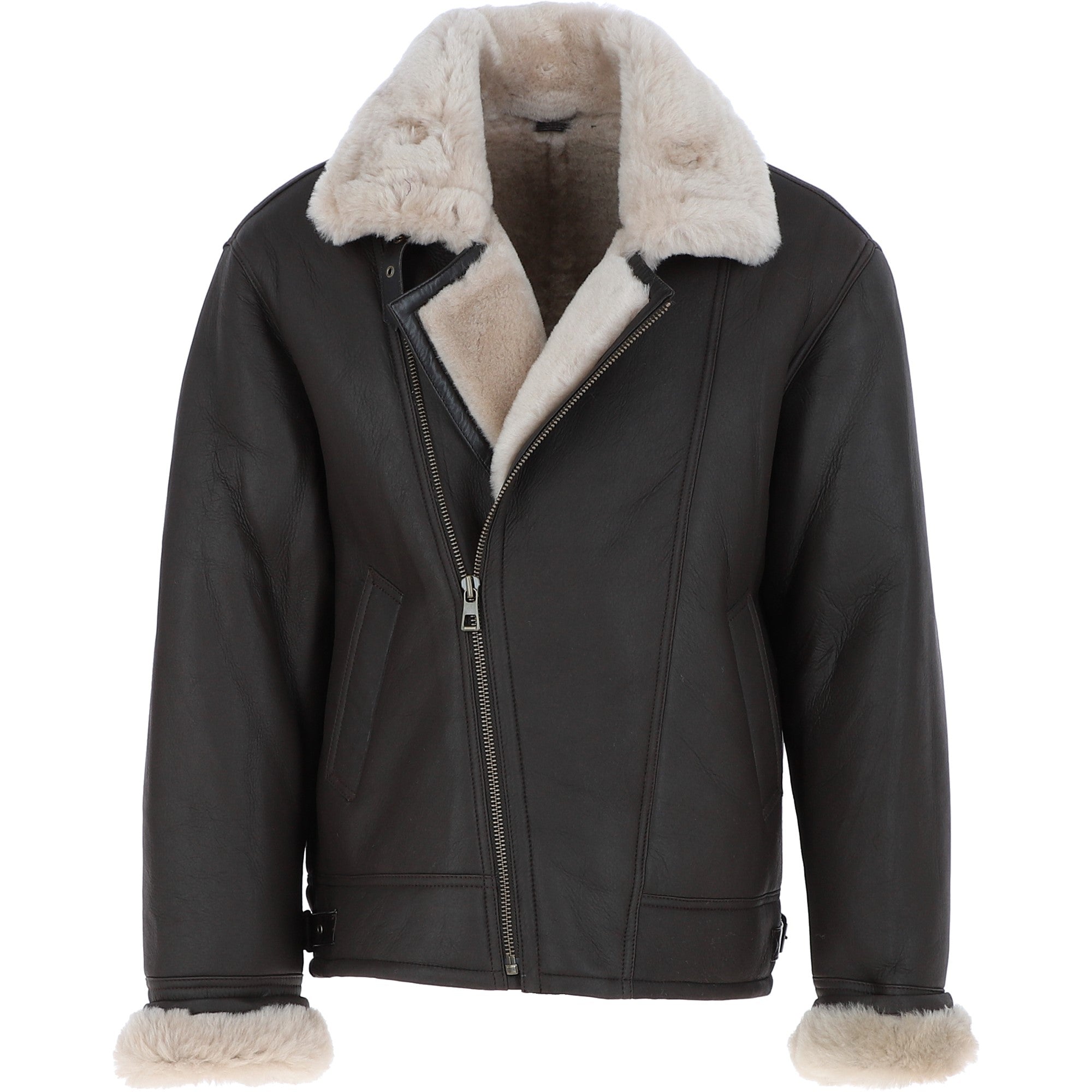 Sheepskin Flying Jacket Brn/cream: KE-184