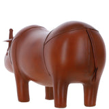 Handmade Large Leather Footstool in Rhino Shape Tan: LA1 - Rhino