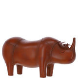 Handmade Large Leather Footstool in Rhino Shape Tan: LA1 - Rhino