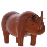 Handmade Large Leather Footstool in Rhino Shape Tan: LA1 - Rhino