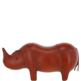 Handmade Small Leather Footstool in Rhino Shape Tan: LA10 - Rhino