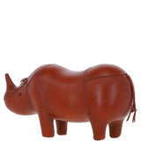 Handmade Small Leather Footstool in Rhino Shape Tan: LA10 - Rhino