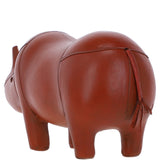 Handmade Small Leather Footstool in Rhino Shape Tan: LA10 - Rhino