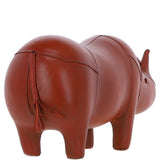 Handmade Small Leather Footstool in Rhino Shape Tan: LA10 - Rhino