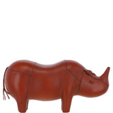 Handmade Small Leather Footstool in Rhino Shape Tan: LA10 - Rhino