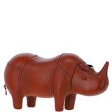 Handmade Small Leather Footstool in Rhino Shape Tan: LA10 - Rhino