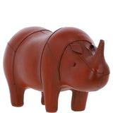 Handmade Small Leather Footstool in Rhino Shape Tan: LA10 - Rhino