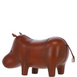 Handmade Small Leather Footstool in Hippo Shape Tan: LA11-NEW HIPPO