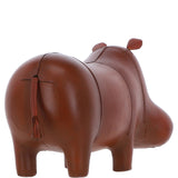 Handmade Small Leather Footstool in Hippo Shape Tan: LA11-NEW HIPPO