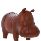 Handmade Small Leather Footstool in Hippo Shape Tan: LA11-NEW HIPPO