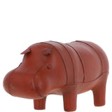 Handmade Small Leather Footstool in Hippo Shape Tan: LA11-Hippo