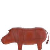 Handmade Small Leather Footstool in Hippo Shape Tan: LA11-Hippo
