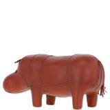 Handmade Small Leather Footstool in Hippo Shape Tan: LA11-Hippo