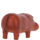 Handmade Small Leather Footstool in Hippo Shape Tan: LA11-Hippo