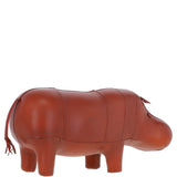Handmade Small Leather Footstool in Hippo Shape Tan: LA11-Hippo