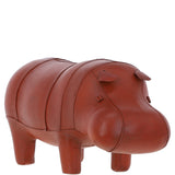 Handmade Small Leather Footstool in Hippo Shape Tan: LA11-Hippo