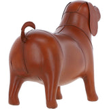 Handmade Leather Footstool in Dog Shape Tan: LA12-Dog