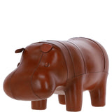 Handmade Large Leather Footstool in Hippo Shape Tan: LA2-Hippo