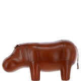 Handmade Large Leather Footstool in Hippo Shape Tan: LA2-Hippo